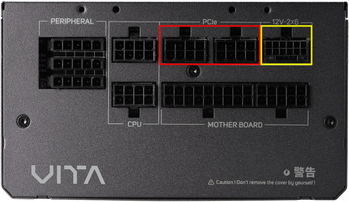 The red connections are for AMD and cards lower than the Nvidia RTX 4070 - The yellow connection is for Nvidia RTX 4070 and above graphics cards.