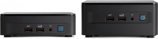 Front view of Intel’s NUC 12, featuring two USB 3.2 ports