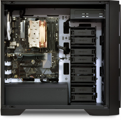 Internal image, shown with NH-U12S CPU cooler and GT1030 GPU built inside the P101 chassis, previous generation