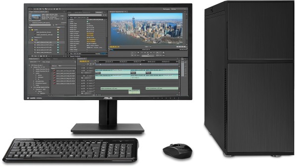 The Videostation in a Nanoxia DS1 Case - Shown with optional monitor and wireless keyboard and mouse